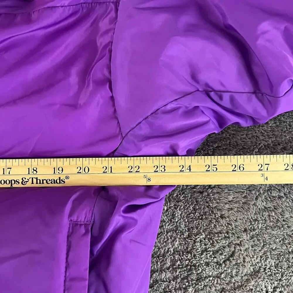 Vintage Columbia Reversible Down Puffer Jacket L Purple Pink 90s Colorblock Coat